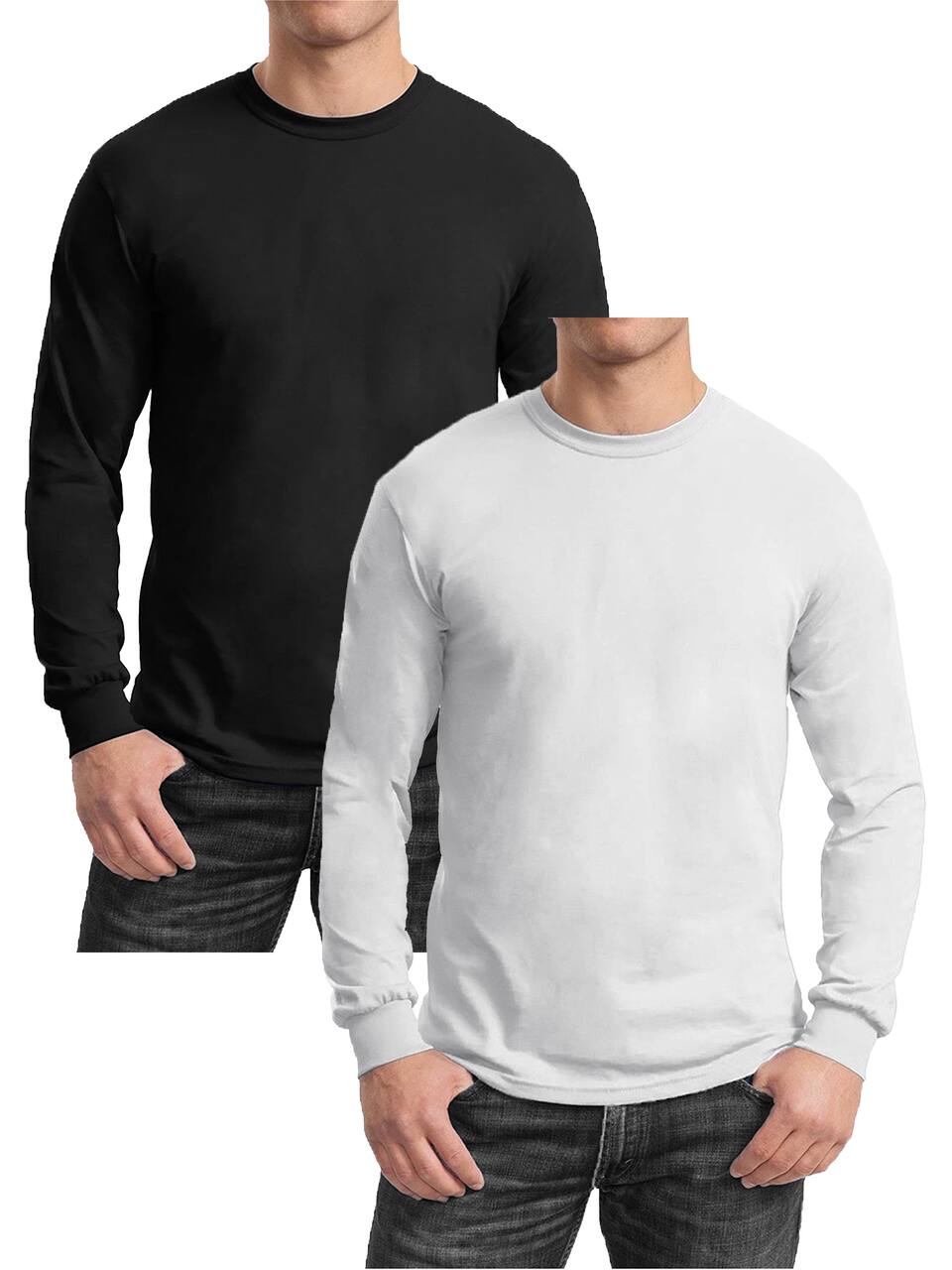 Galaxy by Harvic Long Sleeve Crew Neck Men's T-Shirt 2 Pack
